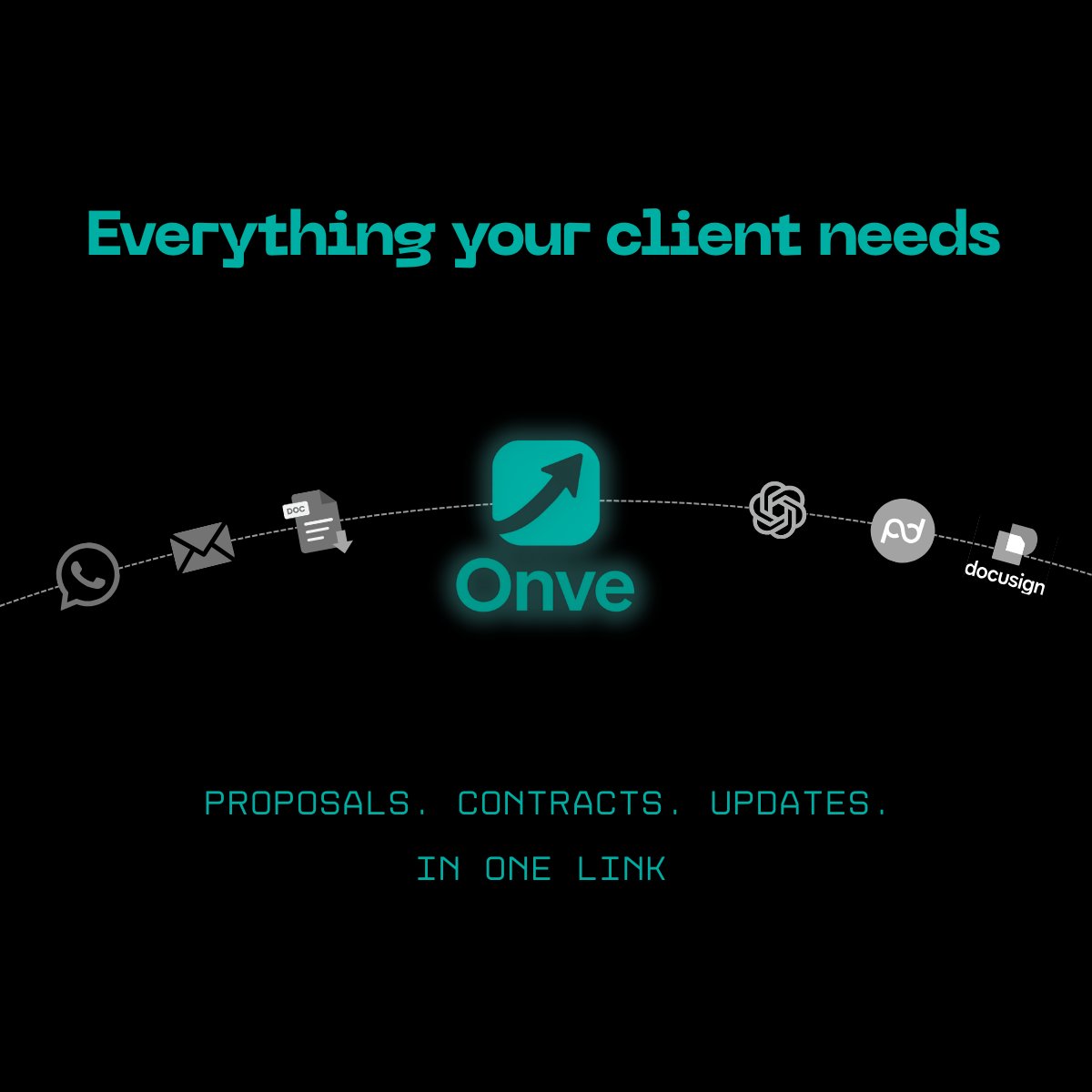 Freelancers &amp; agencies:

Proposals, contracts, and client updates don’t belong across 5 different tools.

ONVE puts everything into one client-facing link.

Early access is free (lifetime).
👉 onve.tech