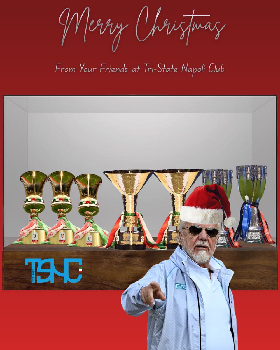 tri_napoliclub's tweet photo. De Laurentiis Claus has brought us Napoli fans many trophies under the tree for us Napoli fans. Here’s to many more! Merry Christmas everyone!
#napoli #christmas #delaurentiis #tristatenapoliclub #forzanapolisempre https://t.co/lcMazFaszG