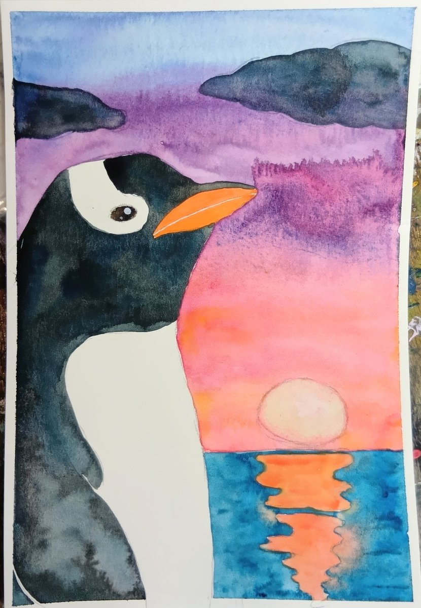 今年最後のアートスタジオの日でした。 最後の1枚は夕焼けの