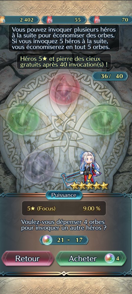 Difficult summoning, but everyone's here. As for the twins, who were really nice to arrive quickly, except for the weapon, as usual I lost my 50/50 draw (double hard pity)