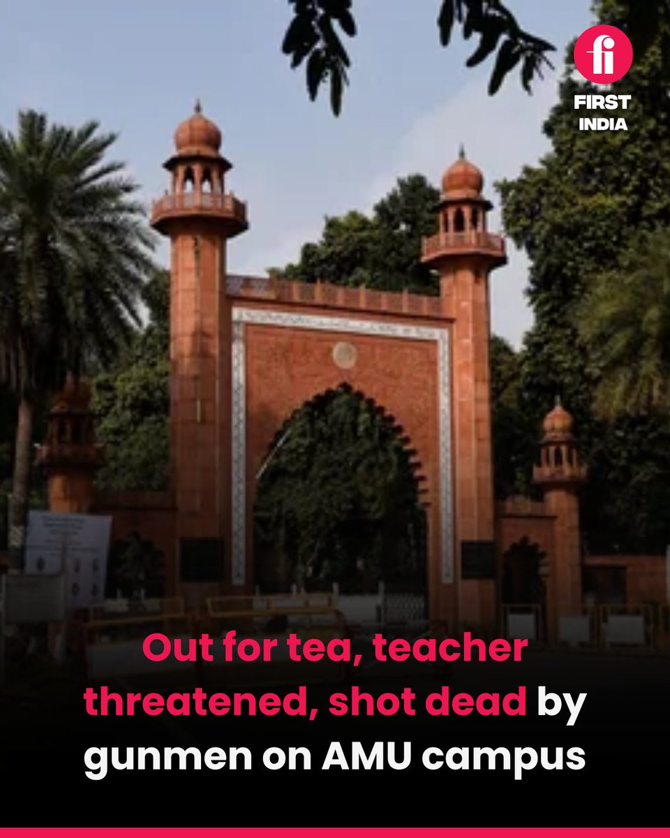 thefirstindia's tweet image. A teacher of a school affiliated to the Aligarh Muslim University (AMU) was reportedly shot dead by unidentified gunmen on the university campus on Wednesday night. 

#AMU #AligarhMuslimUniversity #CampusShooting #BreakingNews #CrimeNews #GunAttack
