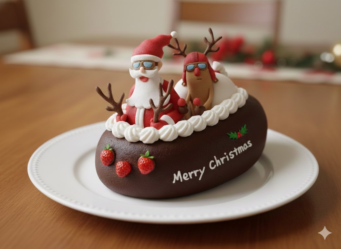 TakeLoop_s's tweet image. 過去絵を使ってAiでクリスマスケーキを作りました🎄🎂🎄