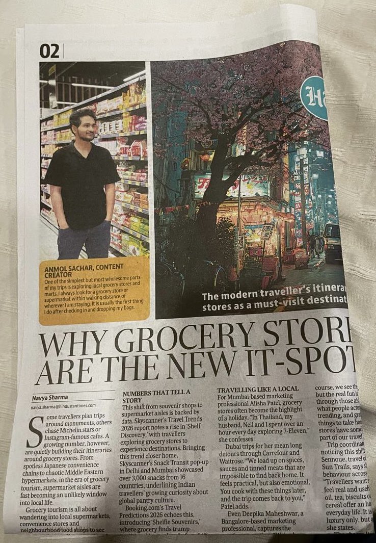 anmolsachar's tweet photo. Every time I travel to a new country, visiting a local grocery store feels like an experience in itself.

Loved speaking about this in a beautifully written piece by @navyaaaa13 for @htTweets @htcity 

Do you also look forward to exploring grocery stores while travelling? https://t.co/Uifkqoky9h