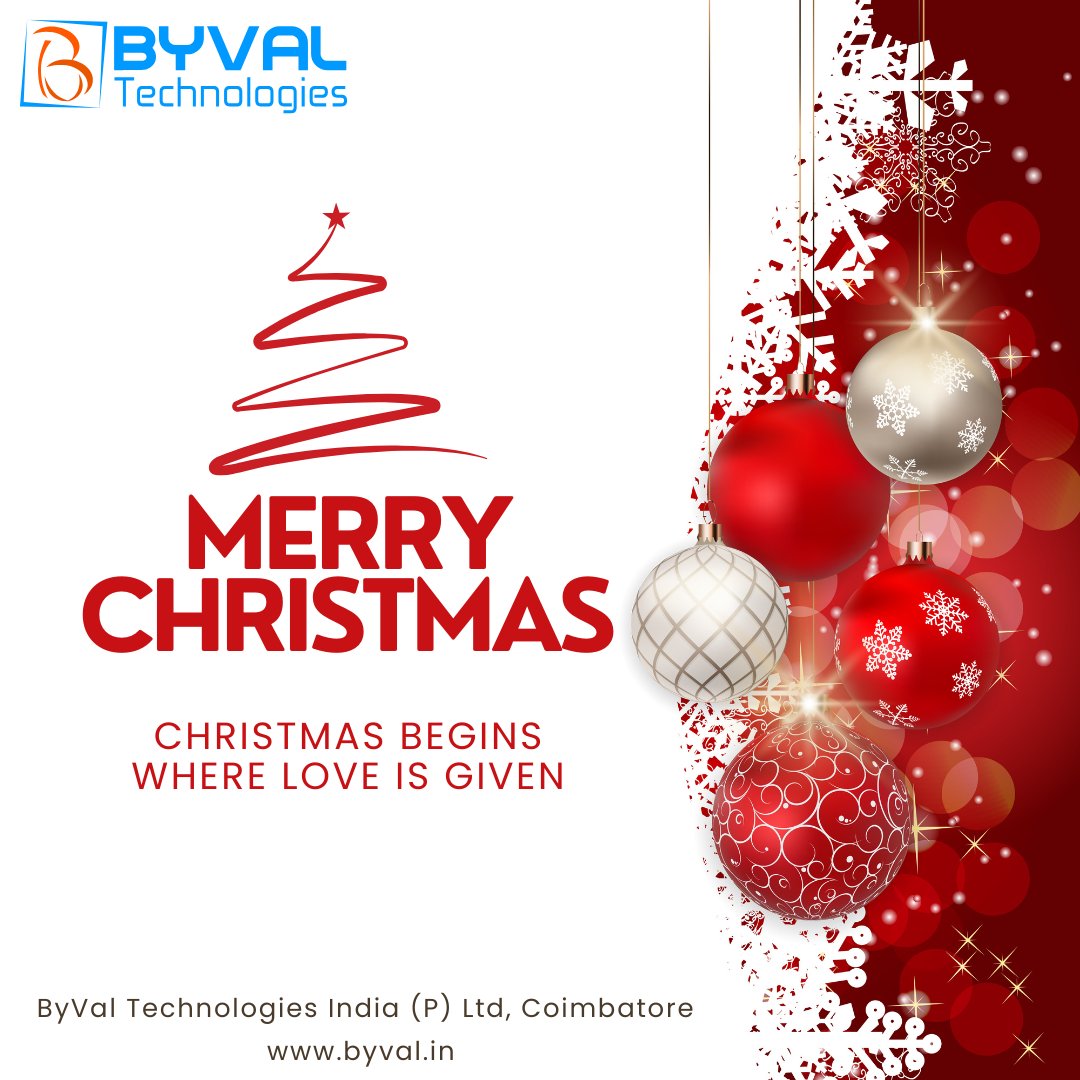 BYVAL_Tech's tweet photo. This Christmas, we celebrate gratitude, togetherness and the joy of giving.
Wishing you a season filled with warmth and happiness. 🎄✨
Merry Christmas!

#ByVal #MerryChristmas #IT #PeaceAndJoy #SeasonOfGiving https://t.co/5zGpPX0zIT