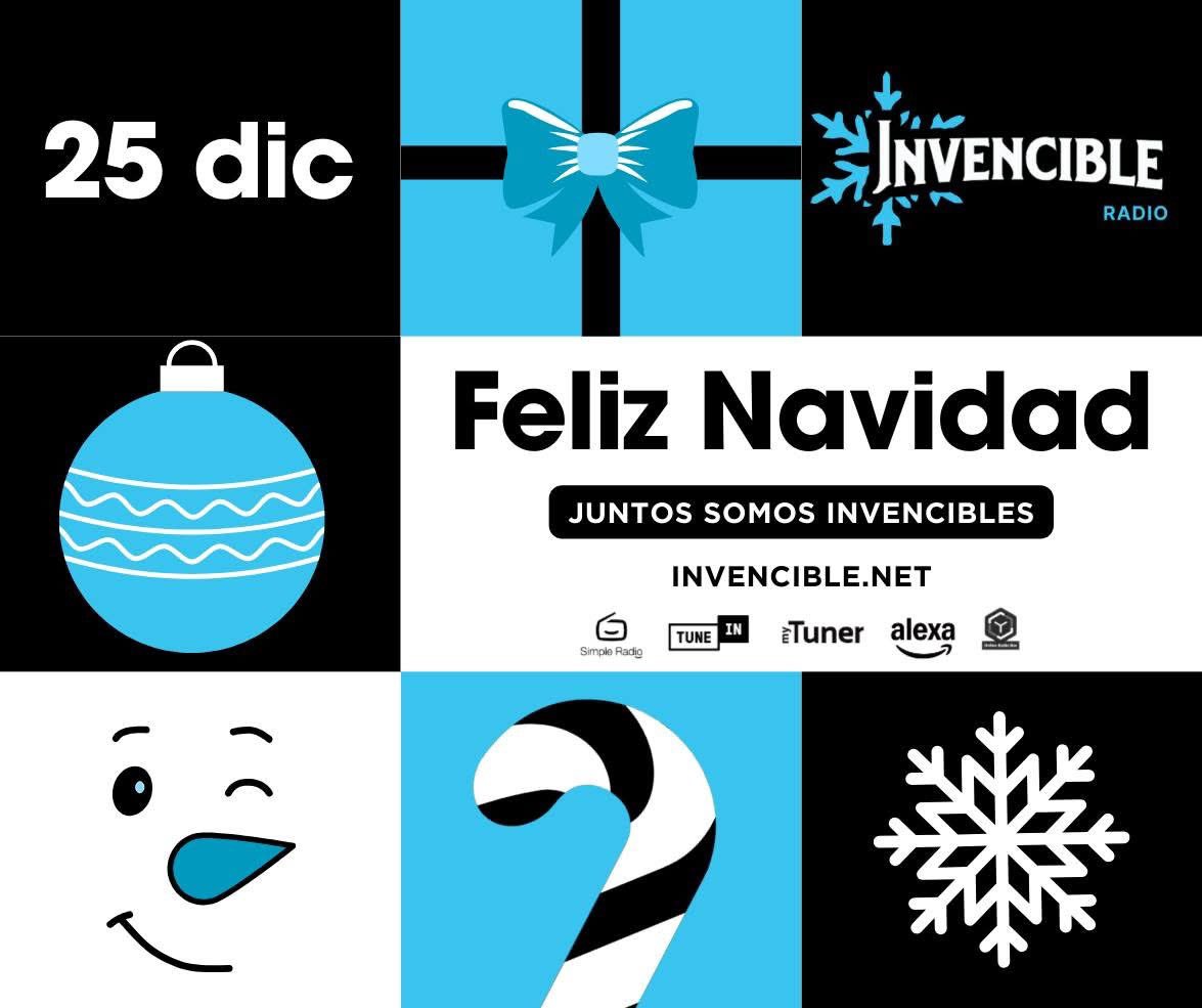 ¡Feliz Navidad! 🎁🎄 
 
Que pasen unas muy felices fiestas y escuchen mucha música 🎧 

🌐invencible.net 

#invencibleradio #radiooline