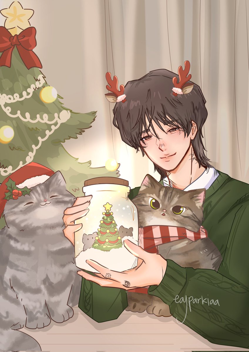 ฅ^._.^ฅ merry christmas!🎄🎀⭐
 
#eaJ #eaJPark #fanart