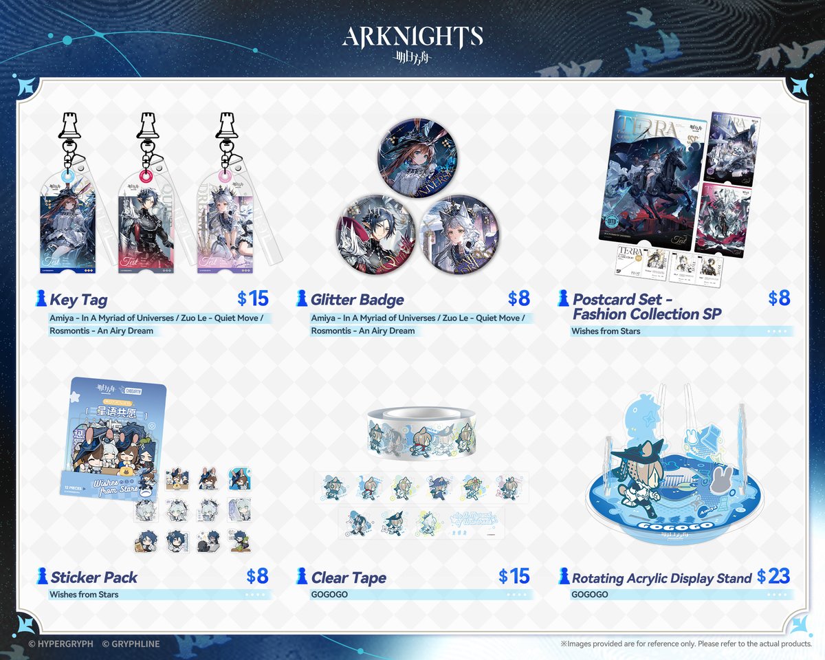 GLStore_EN's tweet image. Pre-Orders Open for #ARKNIGHTS "Wishes from Stars" Series Merch!
In a myriad of universes, she will finally catch sight of you.
Follow and repost by Jan 15. We'll pick 5 winners to get 1 random Glitter Badge of this series!
#GRYPHLINESTORE #Amiya

Buy now: store.gryphline.com