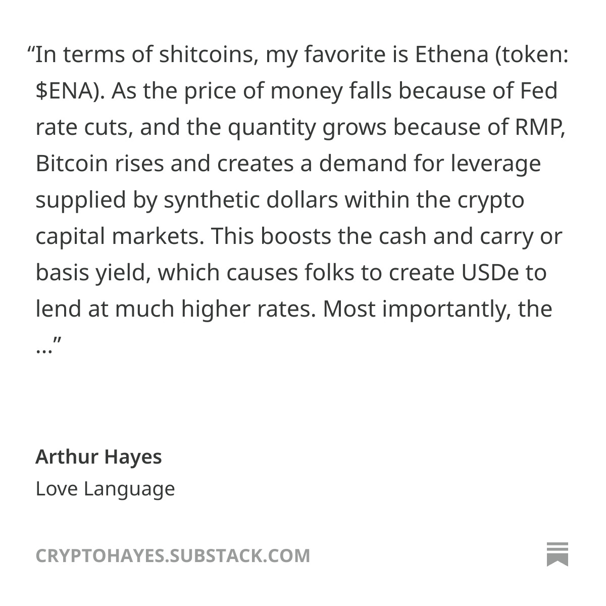 The thesis looks solid. Let’s see how $ENA plays out.