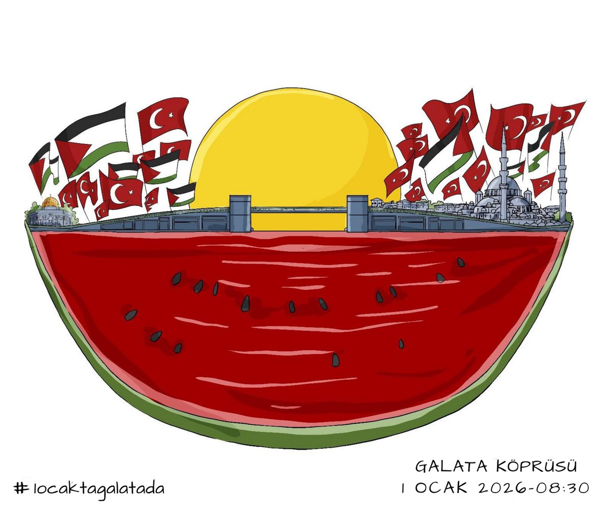 1 Ocak 2026 sabahı, özgür bir Filistin inancıyla yürüyecek, adalet için haykıracağız!

-1 Ocak
-08.30
-Galata Köprüsü

#1ocaktagalatada