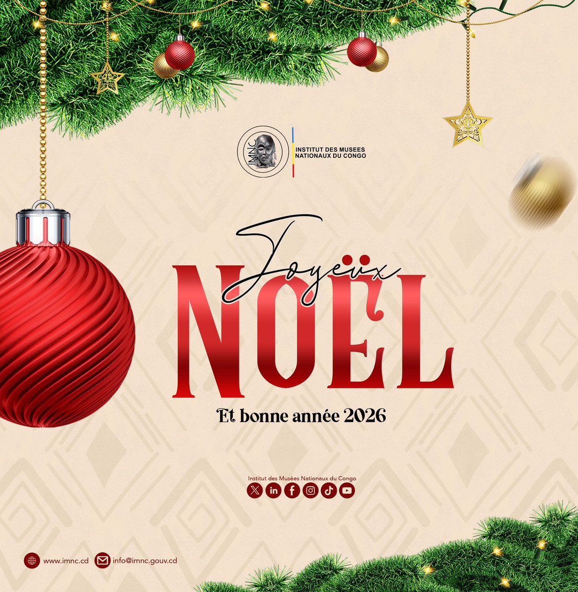 imncongo's tweet photo. 𝐉𝐨𝐲𝐞𝐮𝐱 𝐍𝐨𝐞̈𝐥 𝐚̀ 𝐭𝐨𝐮𝐭𝐞𝐬 𝐞𝐭 𝐚̀ 𝐭𝐨𝐮𝐬🎄🎅
#IMNC #PatrimoineRDC #Noel https://t.co/GXbBazr10s