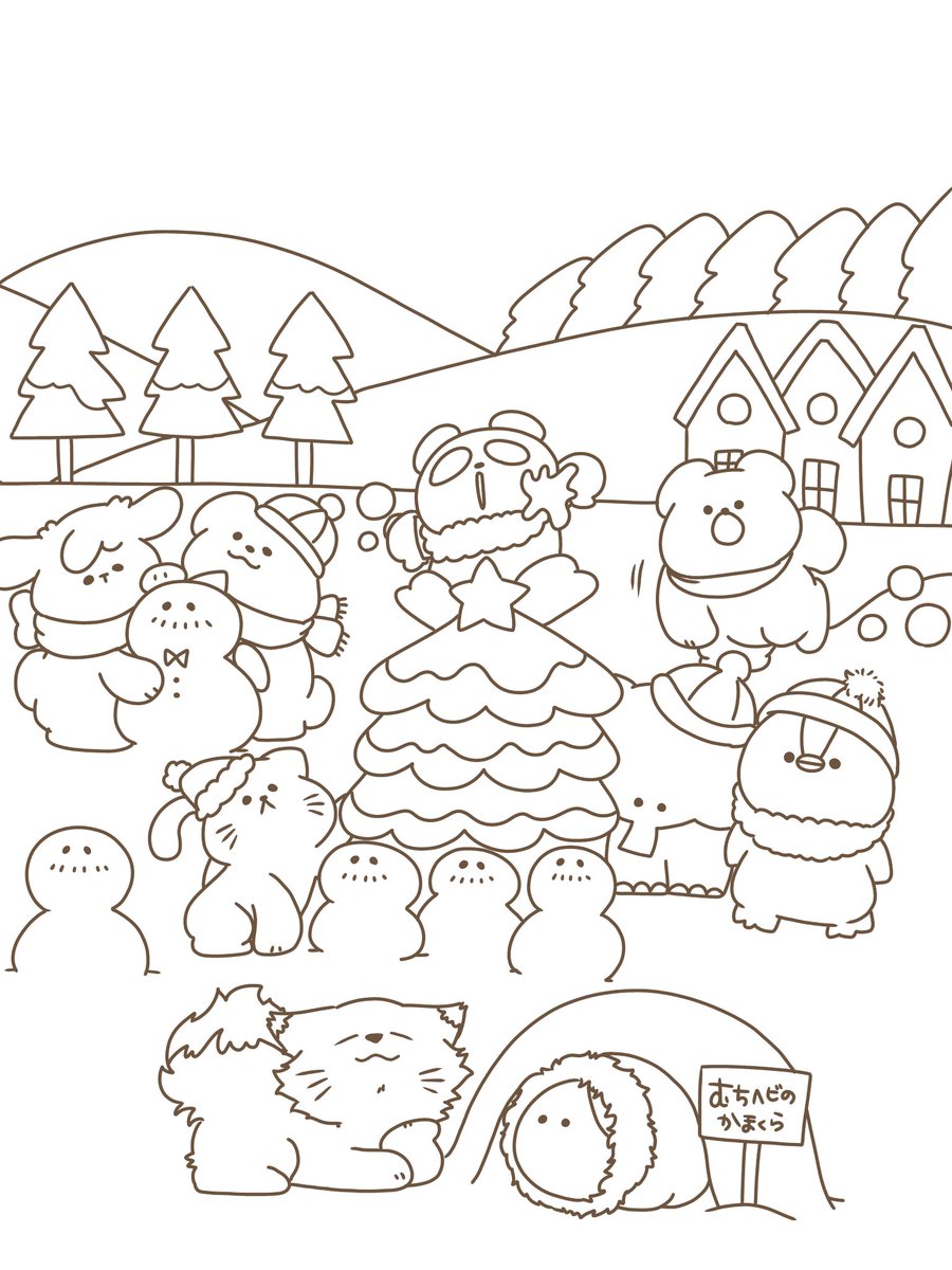 メリークリスマス〜🎄💕！ みんなへぬり絵をプレゼント🎁🤭❤️ みんな色に塗ってみてね🥰🎄, image size:900x1200