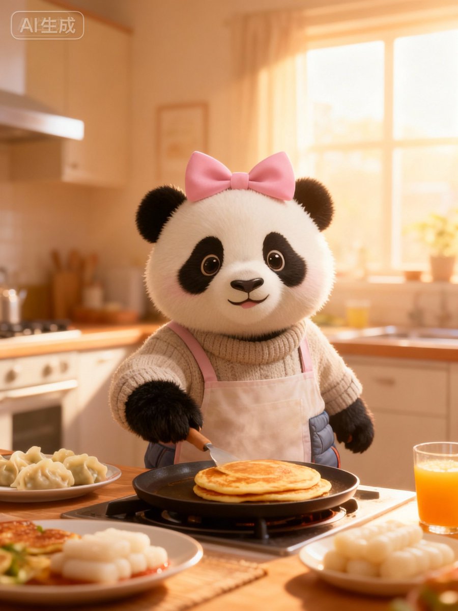 tan_hua18069's tweet photo. 🍳 Breakfast! To Welcome New Year
Making pancakes with extra panda love! 🥞
#PandaChef #NewYearFeast #AIArt #CuteFoodie https://t.co/rRGhoiPMto