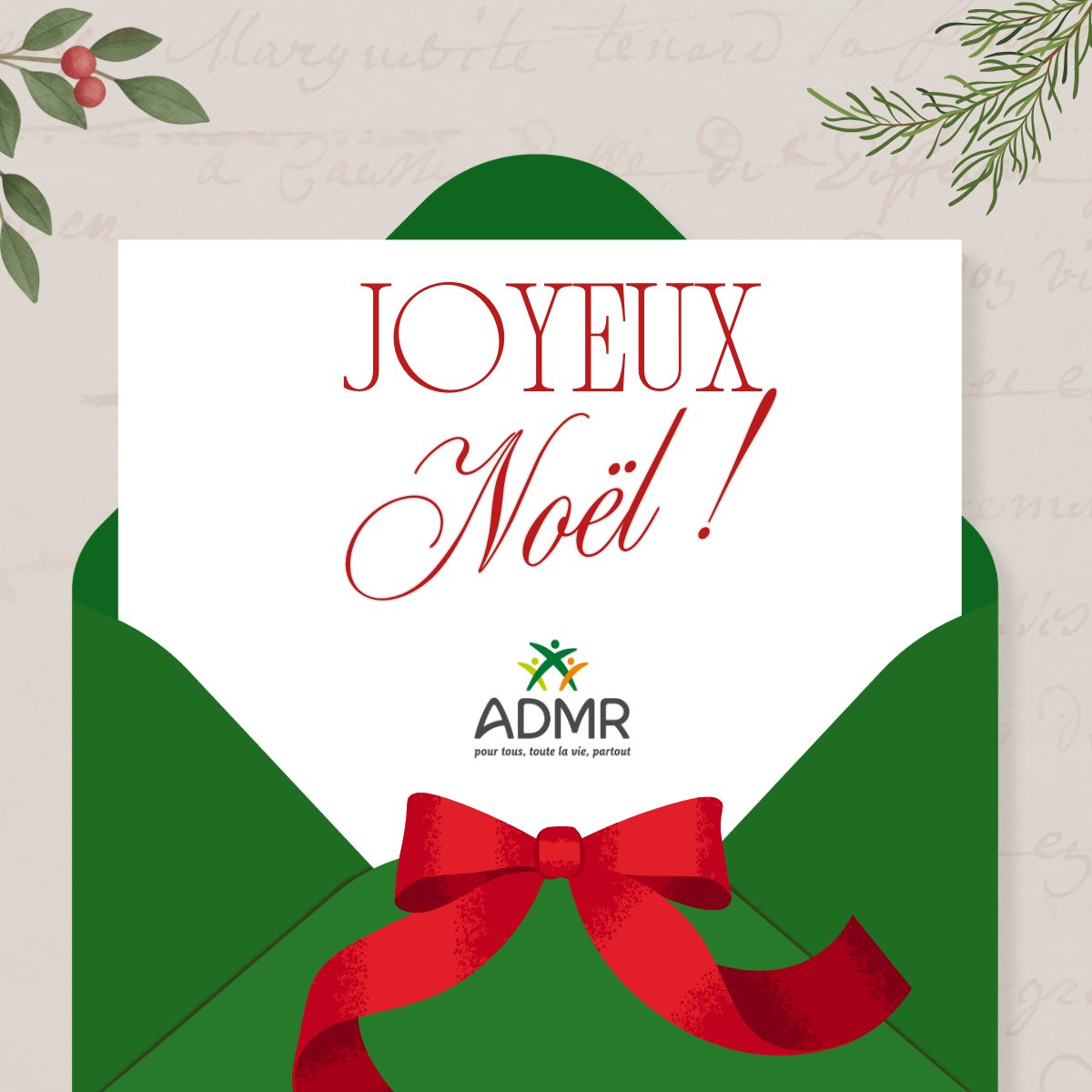 🎄 𝗝𝗼𝘆𝗲𝘂𝘅 𝗡𝗼𝗲̈𝗹 de la part du réseau ADMR Gard !
💚 Des pensées chaleureuses à toutes les personnes accompagnées, à leurs familles, ainsi qu’un immense merci à nos salariés, bénévoles et partenaires pour leur engagement et leur bienveillance au quotidien✨