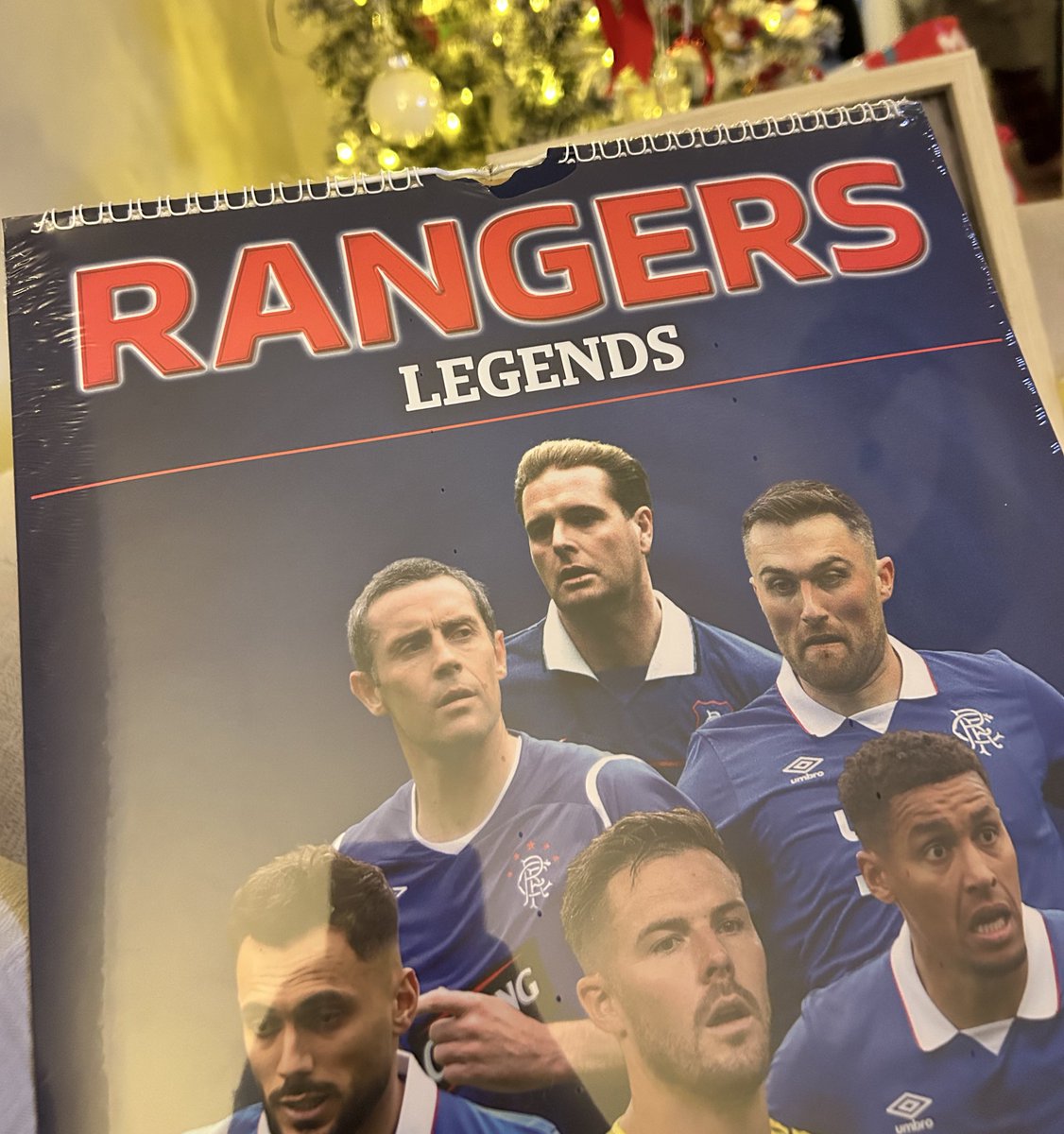 A “Rangers Legends” calendar featuring Oscar Cortes, Max Aarons and Nedim Bajrami. 

Christmas ruined.
