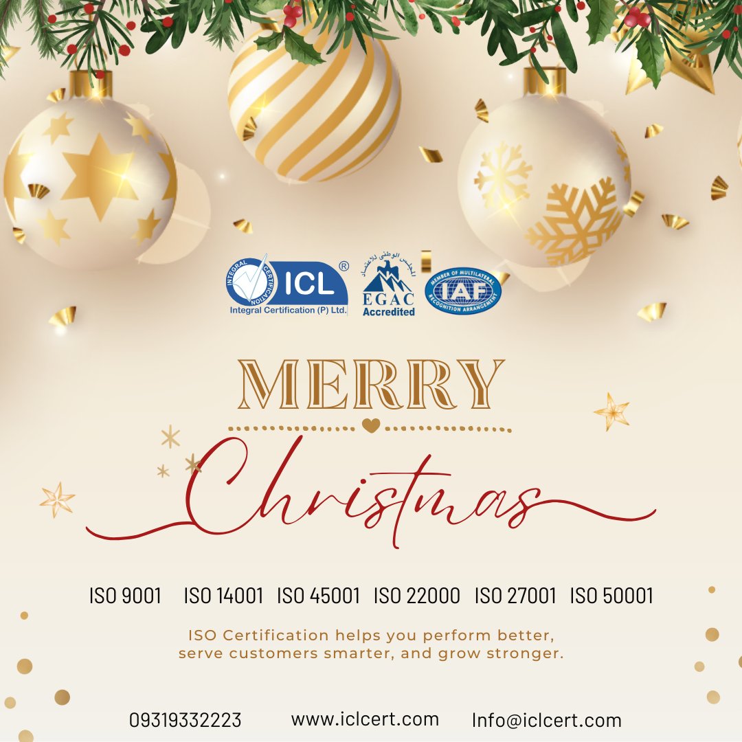 integralcert's tweet photo. 🎁 Give your business the gift of global credibility this Christmas.
ISO Certification strengthens processes, performance, and brand value.
#ChristmasSpecial #ISOStandards #CertifiedBusiness #GrowWithQuality #BrandTrust https://t.co/f3Wfgvj1Vz