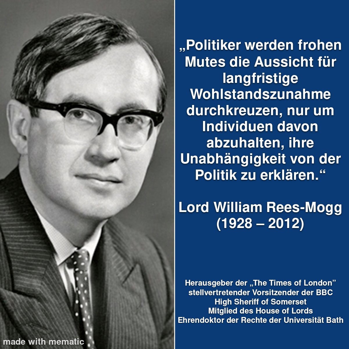 atiedtke1's tweet photo. Das macht aus etatistischer Sicht ja auch durchaus Sinn, fand schon Lord William Rees-Mogg. 

‚Ist doch nichts gefährlicher für Politiker, als von der Politik unabhängige, wirtschaftlich souveräne Individuen in großer Anzahl, die ihre Angelegenheiten selbst und ohne den „Zwangs- und Unterdrückungsapparat“ (Ludwig von Mises) des Staates regelbasiert besorgen können.‘

Hintergrund und Kontext:

https://t.co/4WHOlcmuZk

https://t.co/oP6UtBVM8T