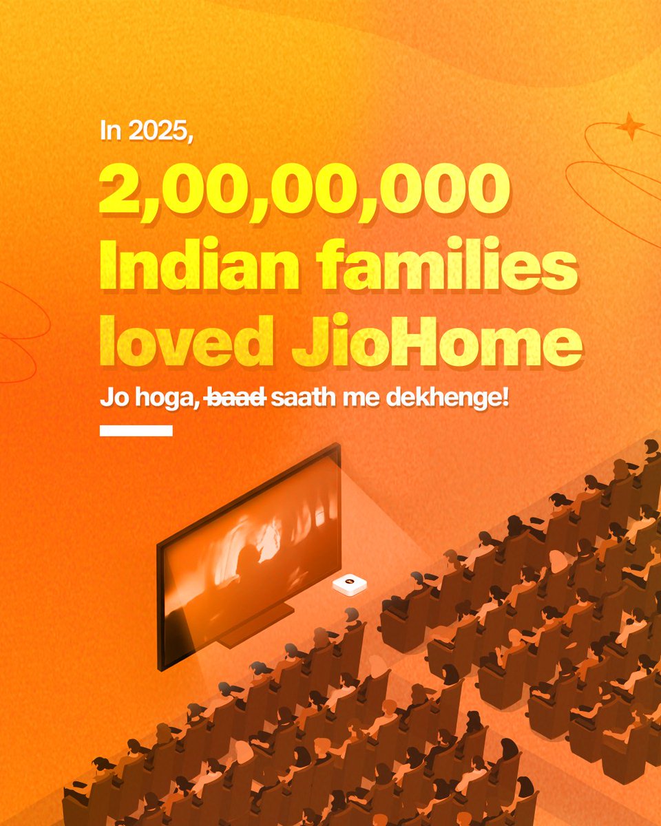 reliancejio's tweet photo. That’s not just a number.
That’s 20 million homes full of stories.
#JioHome #JioHomeFlashback2025 https://t.co/5afBpSsJLc