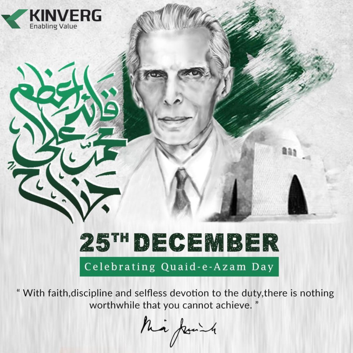 Kinverg's tweet photo. At @Kinverg we draw inspiration from Muhammad Ali Jinnah leadership values as we work towards building trusted, secure, and future-ready digital ecosystems.  

Let us honor his legacy by upholding ethics, accountability, and excellence in everything we do. https://t.co/KVdIE3NWqw