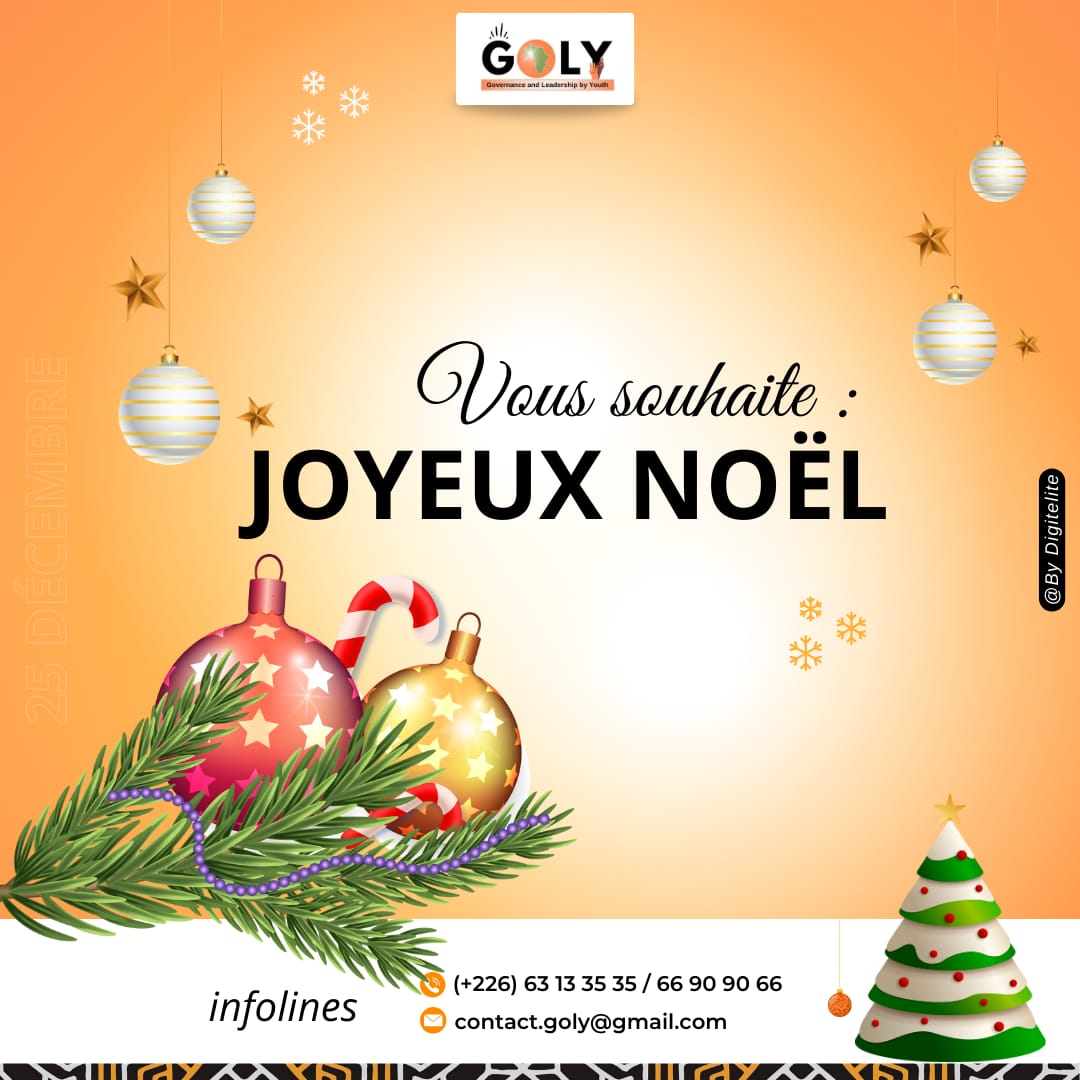 [ Joyeux Noël à tous les fidèles chrétiens ] 

En cette période de partage et de solidarité, GOLY vous souhaite un Noël rempli de paix, de joie et de moments précieux en famille et entre proches.

Très belles fêtes de fin d’année à chacun et chacune ! 

#GOLY