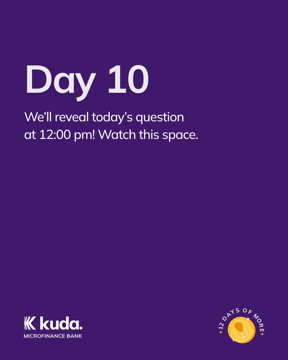 joinkuda's tweet photo. You don’t play with your food. Let’s convince you that we don’t either.
A bigger prize arrives at midday. #kuda12daysofmore https://t.co/cG7OM6aOvJ