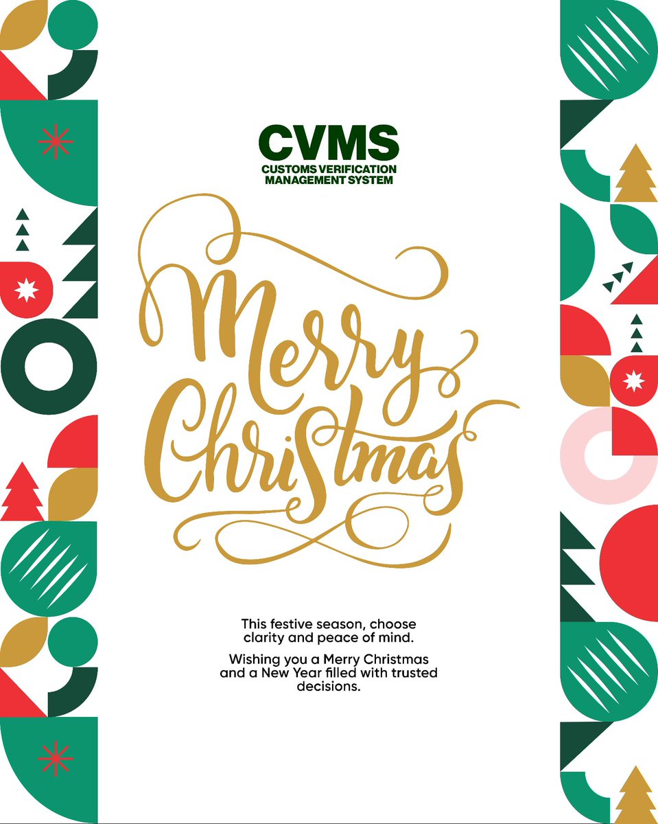 officialcvms's tweet photo. Wishing you a joyous Christmas from CVMS!
Thank you for your support this year. 
Before the year ends, verify your vehicle’s customs duty status at https://t.co/RnDTAcGSRE.

Here’s to a prosperous New Year!

#cvms 
#merrychristmas 
#peaceofmind https://t.co/9vEwO8cg87