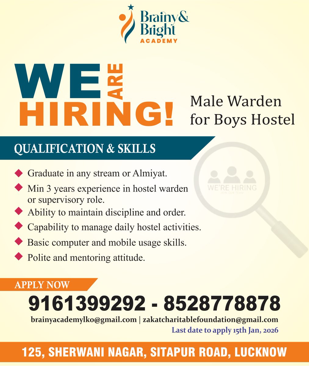 We Are Hiring !
<a href="/Brainyacademy1/">Brainy and Bright Academy</a>
