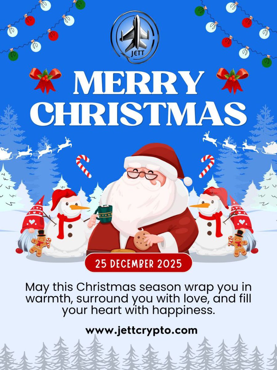 Jett_Utility's tweet photo. 🎄 Merry Christmas from JETT! 🎄
Wishing our community joy, peace, and prosperity this festive season. 🎅✨

🚨 IMPORTANT: JETT Contract V2 migration is in progress
👉 https://t.co/SMxAjGITL7

Thank you for standing with us as we build forward. 🚀
#JETT #MerryChristmas #Community https://t.co/FLwE1Pa6NZ