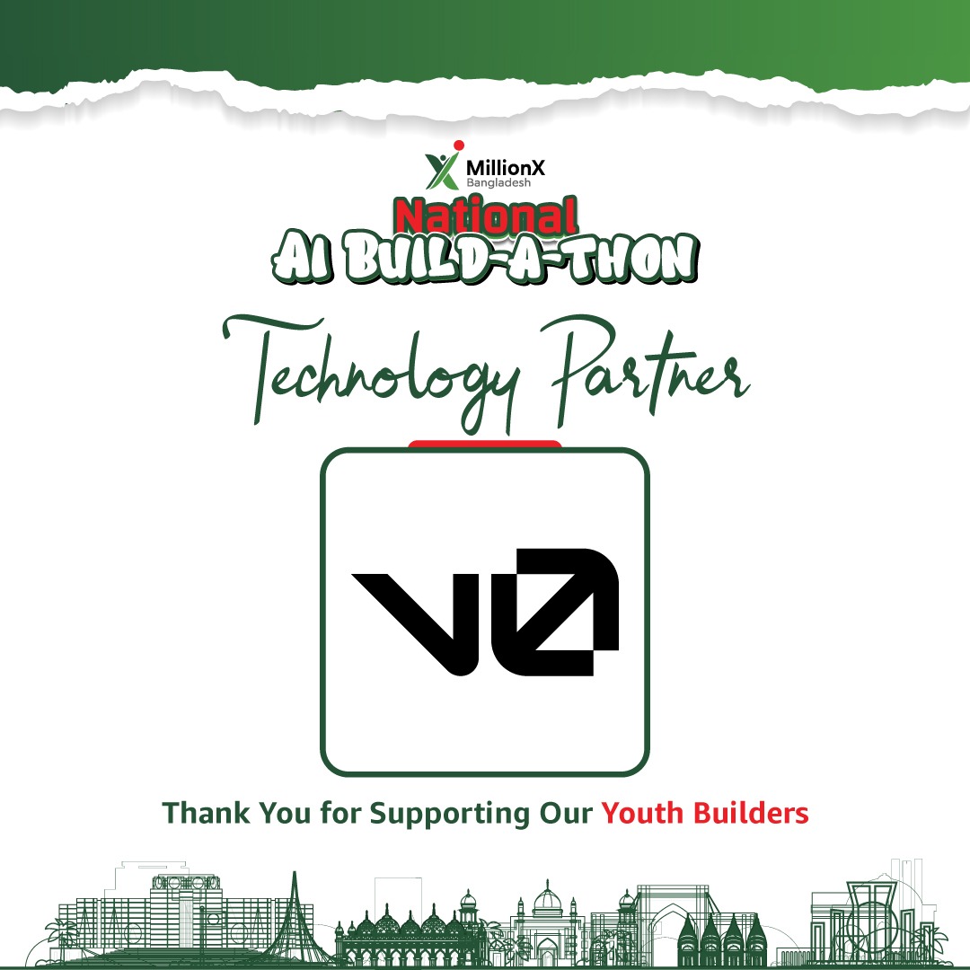 MillionXB's tweet photo. We’re excited to welcome https://t.co/Wjt4RqMvcs as the Technology Partner of the National AI Build-a-Thon.

From idea → prototype → submission, builders need speed, clarity, and the right tools.

Thank you, https://t.co/Wjt4RqMvcs, for supporting Bangladesh’s youth builders. https://t.co/m9VEyplbpM