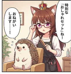 ① くりみちゃんの美容室に ハリネズミちゃんがきました | みなみ