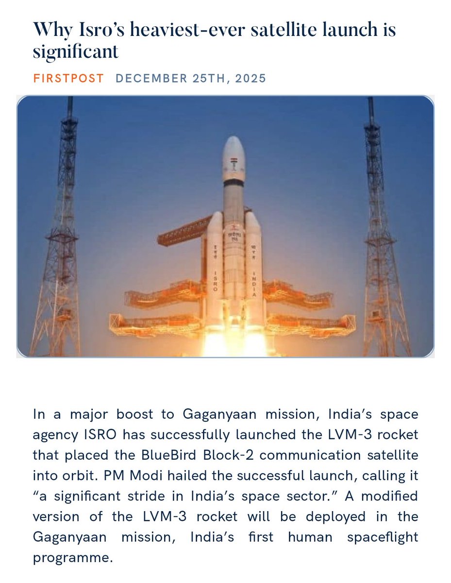 PMOIndia's tweet image. Why Isro’s heaviest-ever satellite launch is significant
firstpost.com/explainers/isr… 

via NaMo App