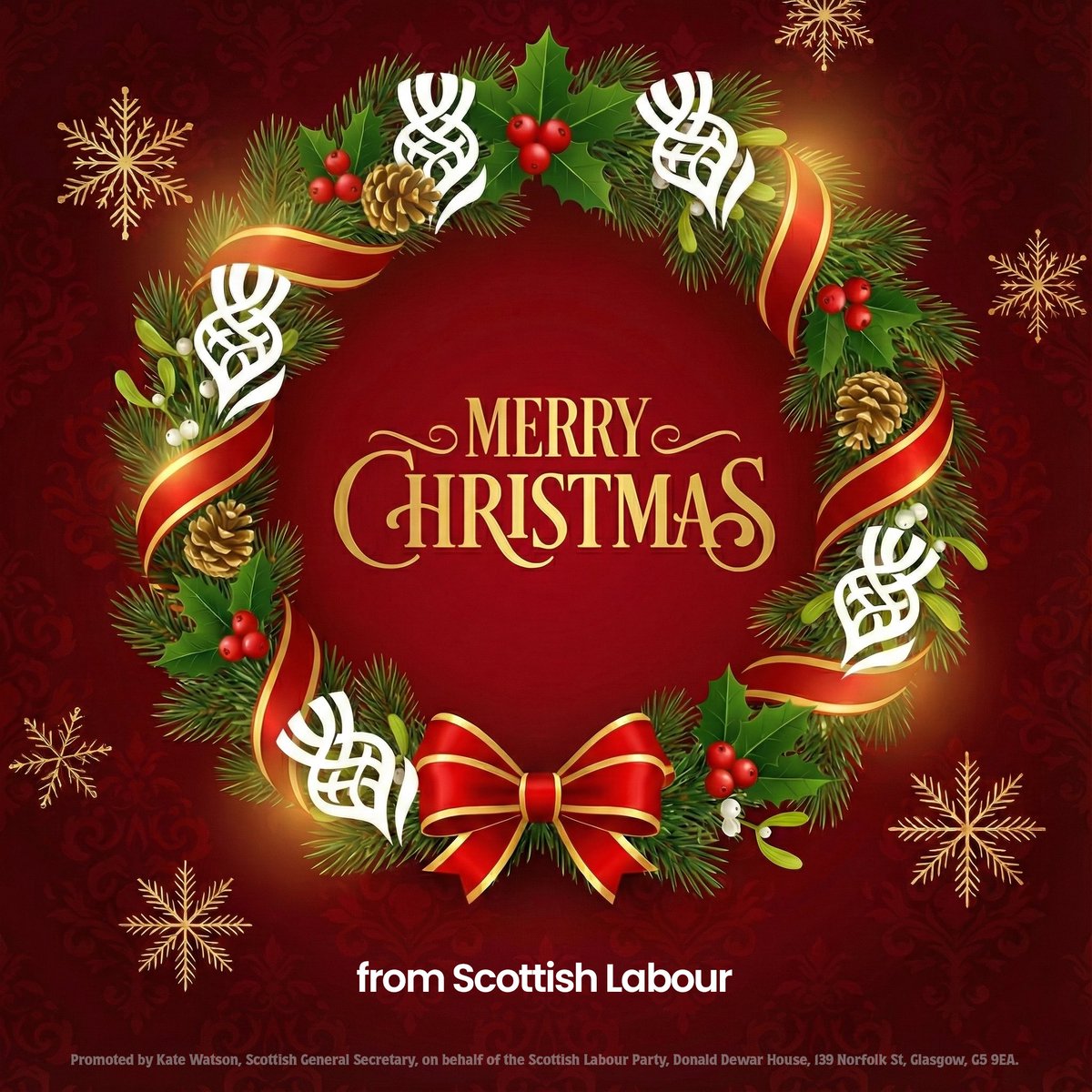 ScottishLabour's tweet image. From everyone at Scottish Labour: a restful and enjoyable Christmas to you and yours 🎄🎁