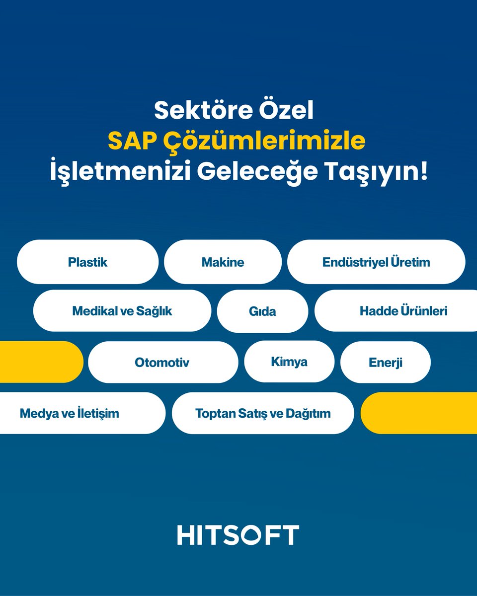 Hitsoft's tweet image. 🚀 Her sektörün ihtiyacı farklı.

Türkiye’nin en büyük SAP Business One Premier Partneri olarak, sektör bazlı ERP çözümleriyle süreçleri entegre ediyor, veriyi avantaja dönüştürüyoruz.

🔗 Bilgi &amp;amp; demo: hitsoft.com.tr/iletisim/ 

#Hitsoft #SAPBusinessOne #ERP #DijitalDönüşüm