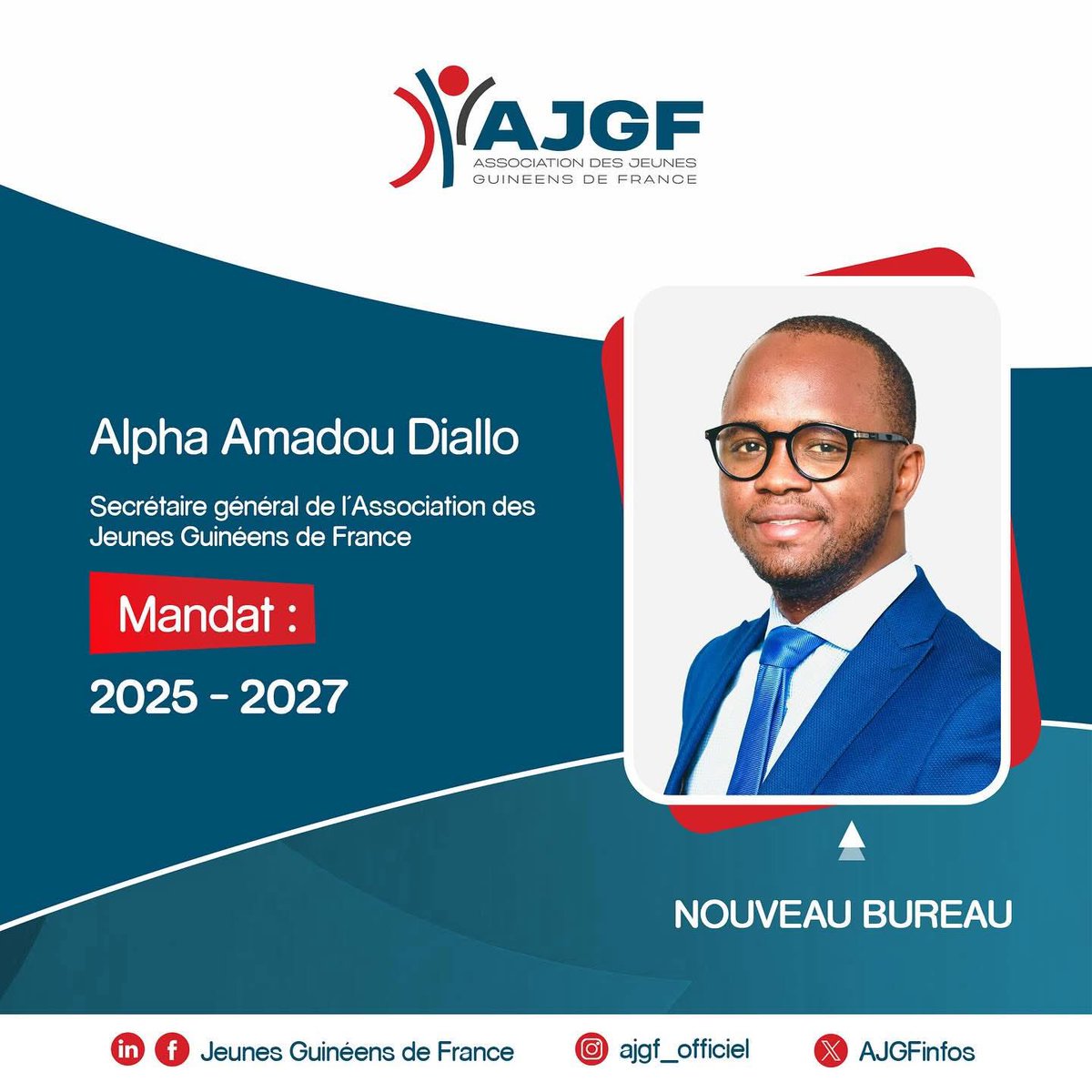6️⃣ 𝐒𝐞𝐜𝐫é𝐭𝐚𝐢𝐫𝐞 𝐆é𝐧é𝐫𝐚𝐥 ! 

L’Association des Jeunes Guinéens de France a le plaisir de vous présenter son nouveau secrétaire général, 𝐀𝐥𝐩𝐡𝐚 𝐀𝐦𝐚𝐝𝐨𝐮 𝐃𝐢𝐚𝐥𝐥𝐨, élu lors de l’Assemblée générale élective du 08 Novembre 2025 à Paris.