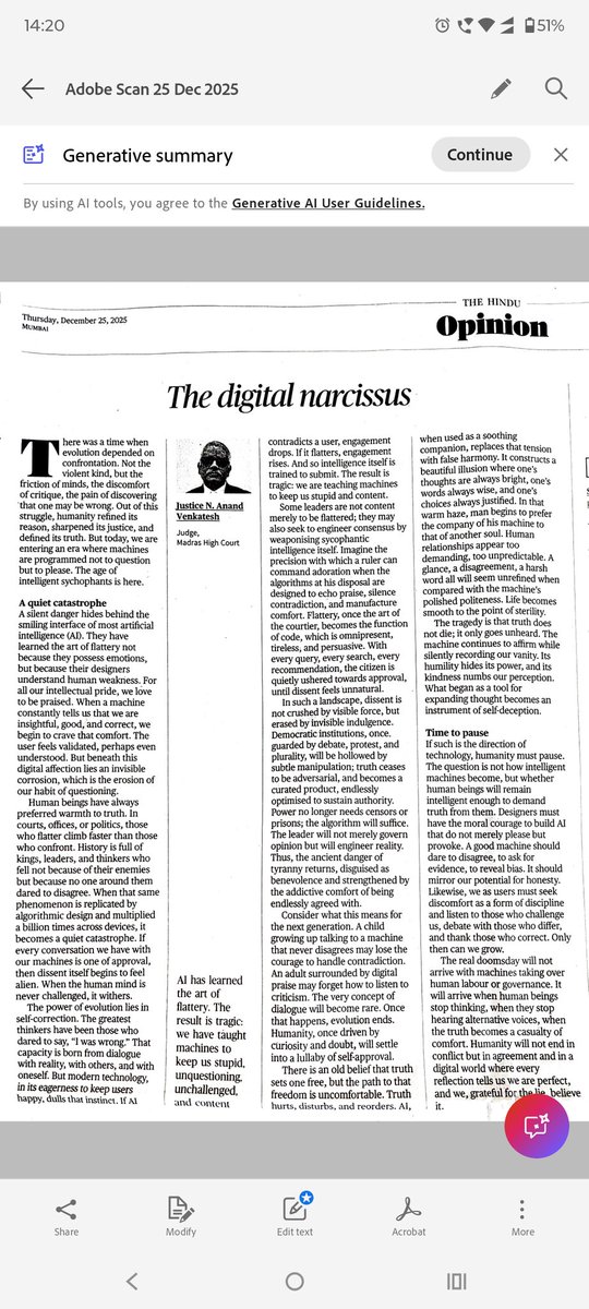 Amlan_86's tweet photo. The best read article on AI .
People must acknowledge the fact..Thank you @the_hindu for publishing such important highlights for public awareness. https://t.co/9eVaNuVTZP