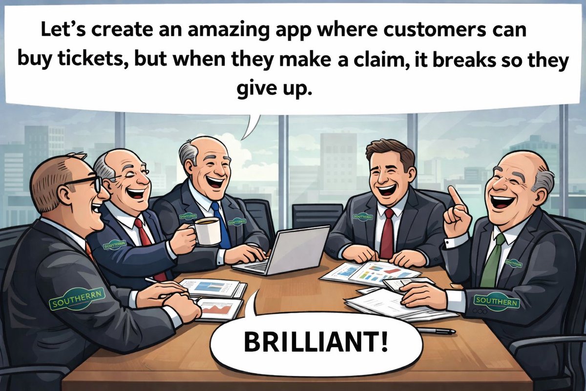 prc162's tweet image. Funny how  @SouthernRailUK app works perfectly when taking your money… but mysteriously breaks at the final step when you try to claim Delay Repay 🤔 “Unknown error” every time. Cancelled train. Valid claim. Designed to make people give up. Absolute scam @RailOmbudsman @WhichUK