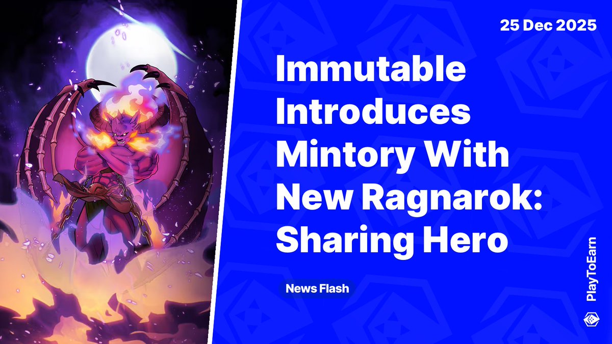 PlayToEarn's tweet photo. Immutable Introduces Mintory With New Ragnarok: Sharing Hero NFT Game 📰

@Mintory_labs debuts on Immutable with Ragnarok: Sharing Hero NFT, a faction-based PvP title featuring AI battles, character sharing, and rare collectibles

Read more 🧵
