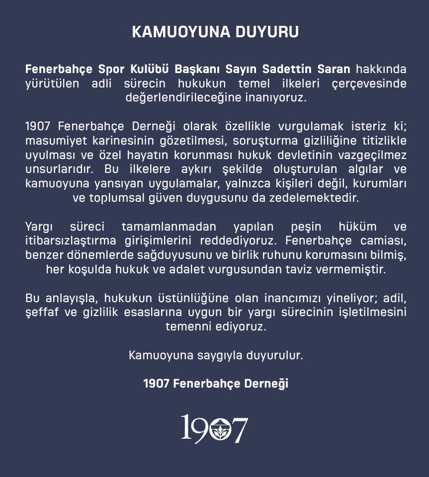 1907FBD's tweet image. KAMUOYUNA DUYURU