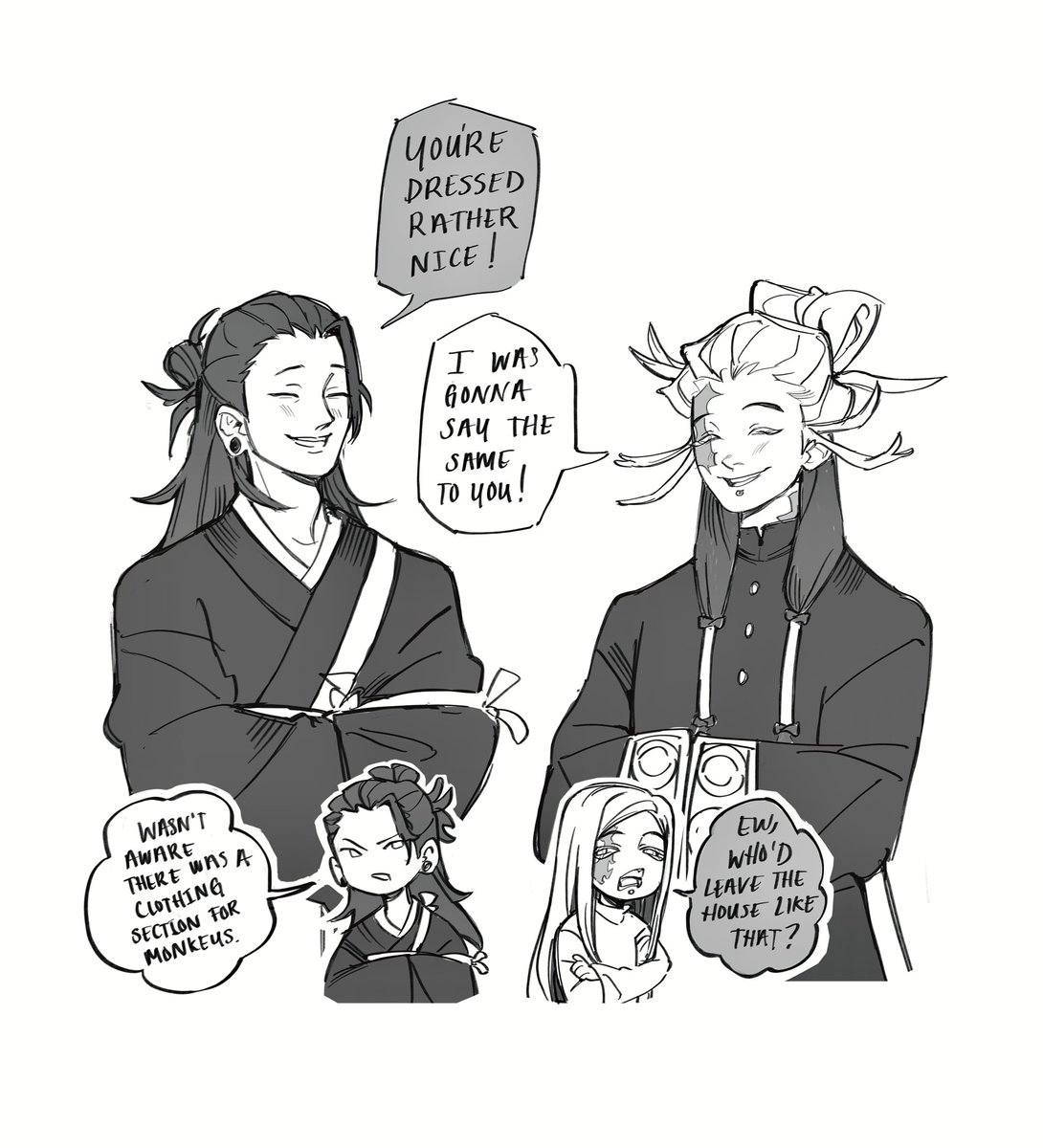 leekville's tweet photo. how I imagine they’d interact. two lizards.
#tamsycaines 
#getosuguru https://t.co/glPo75aKK1