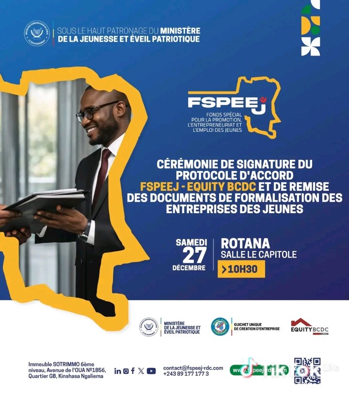 CarlosHyom29014's tweet photo. #RDC: En fait, la date est connue, samedi 27 décembre 2025, cérémonie officielle de remise des documents des entreprises des jeunes, nous sommes là et dans la liste, 57ème personne.
Merci beaucoup au président de la république pour cet engagement d'élever la jeunesse. https://t.co/t2bS6MvKvz