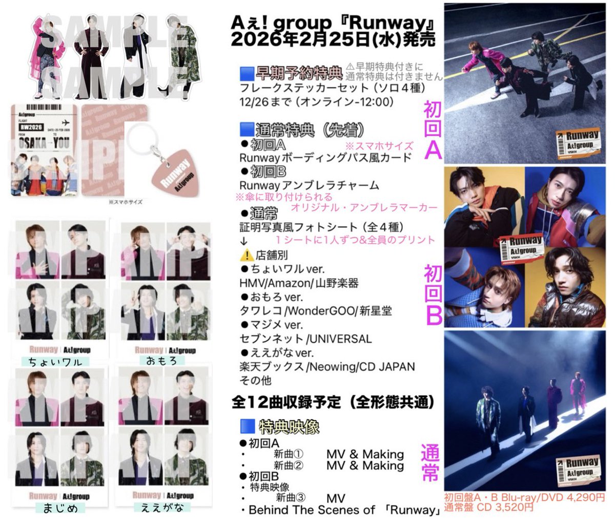 rin　Aぇ! group 特典 CD】 2/25 Aぇ! group 2ndアルバム 💿Runway ①早期予約特典（1種