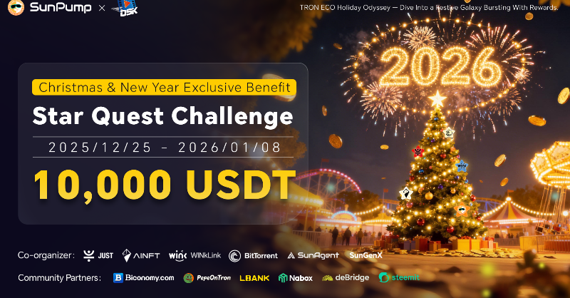 OfficialSUNio's tweet photo. TRON Eco Star Quest Challenge is live! 

Join now to share the 10,000 USDT prize pool!