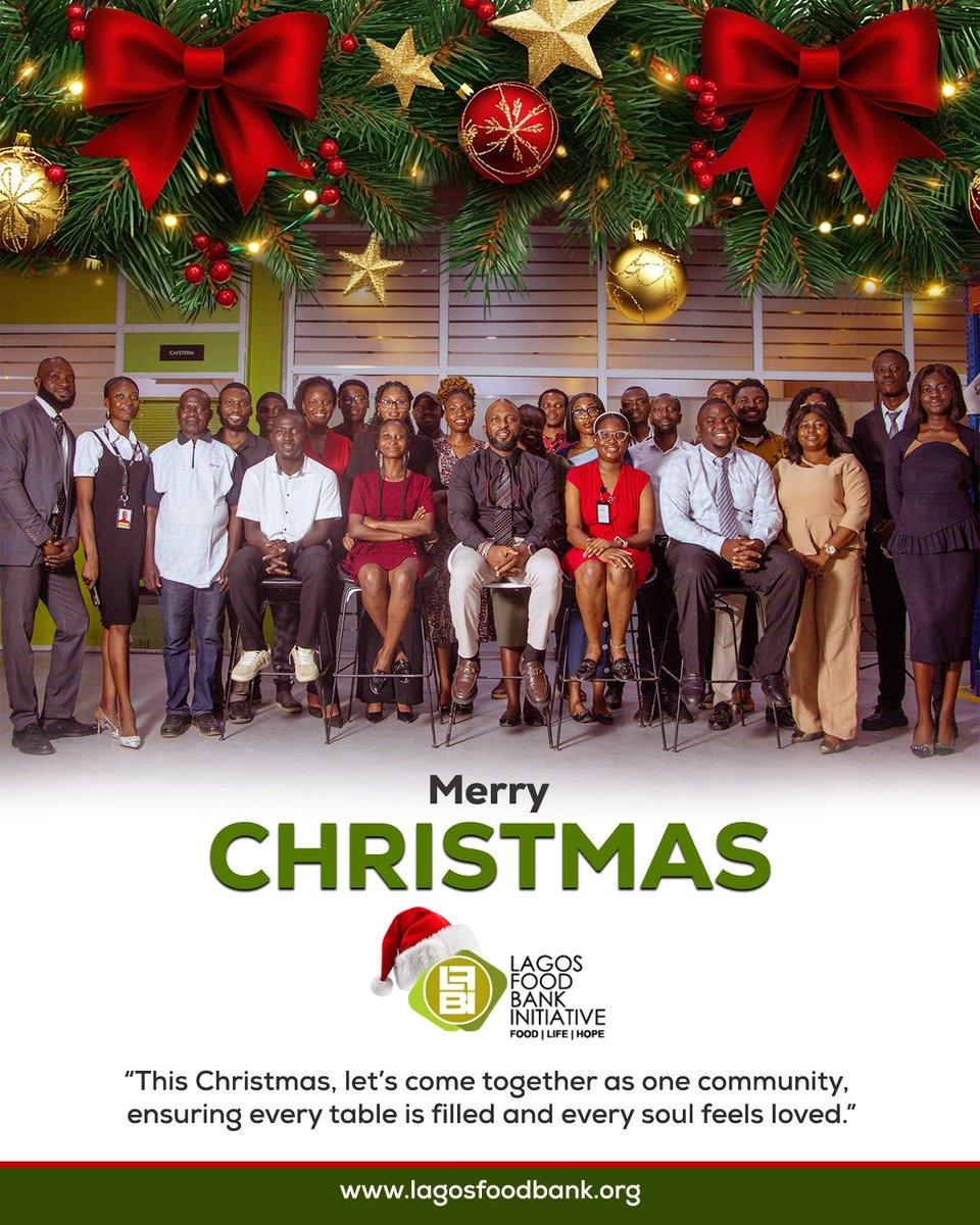 lagosfoodbank's tweet photo. From all of us at Lagos Food Bank Initiative 🎄❤️

This season reminds us that Christmas is not just about celebration, but about compassion, unity, and showing up for one another. As a team, we are grateful for every #foodbankvolunteers, partner, donor, and supporter who has stood with us through the year, helping us reach tables that would have been empty and hearts that needed hope.

Together, we have proven that when a community comes together, hunger loses its grip and dignity is restored. Every meal shared, every smile exchanged, and every life touched is a reflection of what love in action truly means.

As we celebrate Christmas, we remain committed to our mission of ensuring that no one is left behind. Thank you for believing in this cause and for walking this journey with us.

Merry Christmas from the entire Lagos Food Bank Team #lagosfoodbankteam 🎁✨

This is #NOTALAGOSSTATEPROJECT

#lagosfoodbankinitiative #lagosfoodbankteam
#MerryChristmas #Xmas2025