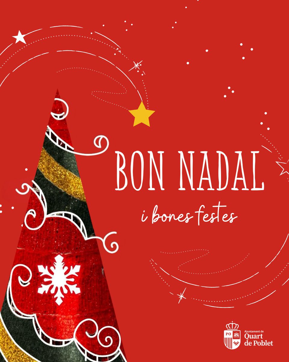 Des de l'Ajuntament de Quart de Poblet us desitgem un Bon Nadal. 🎄✨ 

Que estos dies estiguen plens de salut, calma i bons moments al costat de les vostres famílies i sers estimats. ❤️

Bones festes! 🥂
#QuartdePoblet