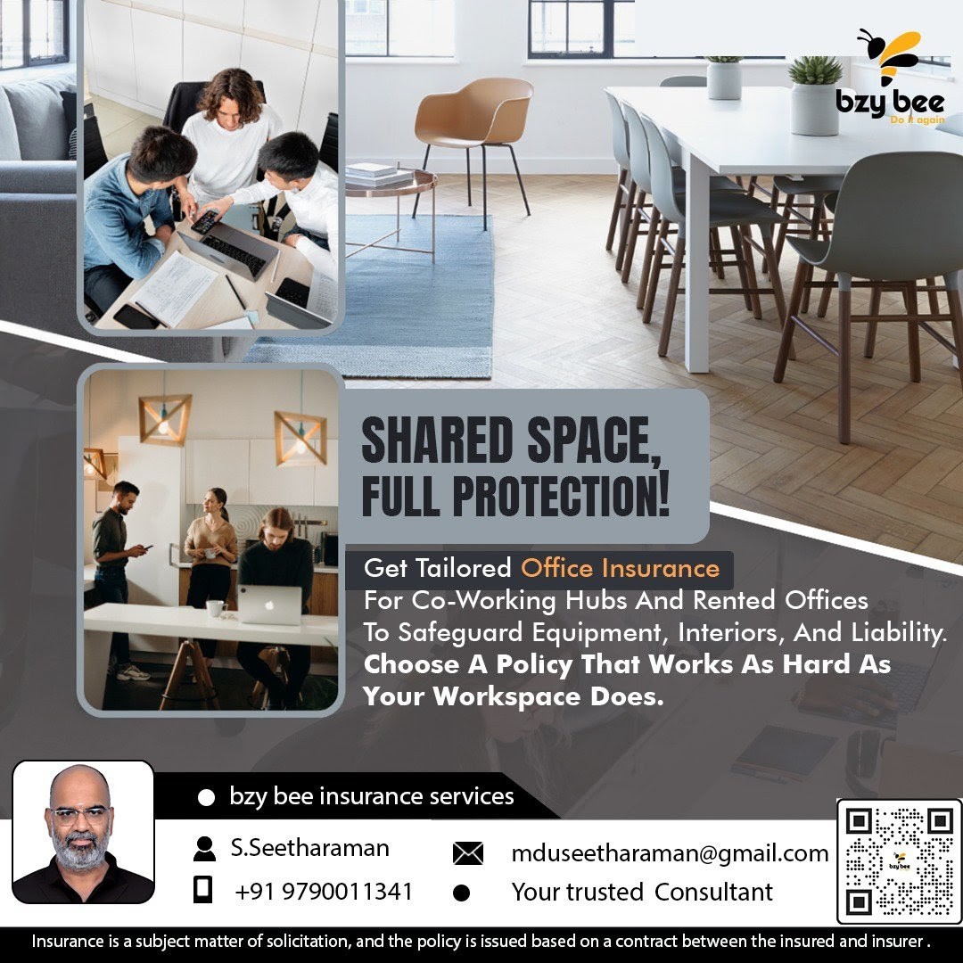 bzybeeinsurance's tweet image. 🏢 Shared Space, Full Protection 🛡️

• Protect office assets &amp;amp; equipment 💻

• Cover interiors &amp;amp; rented spaces 🪑

• Liability protection for peace of mind 🤝

• Tailored plans for co-working teams 👥

👉 Secure your workspace today. Get your quote now!

#OfficeInsurance