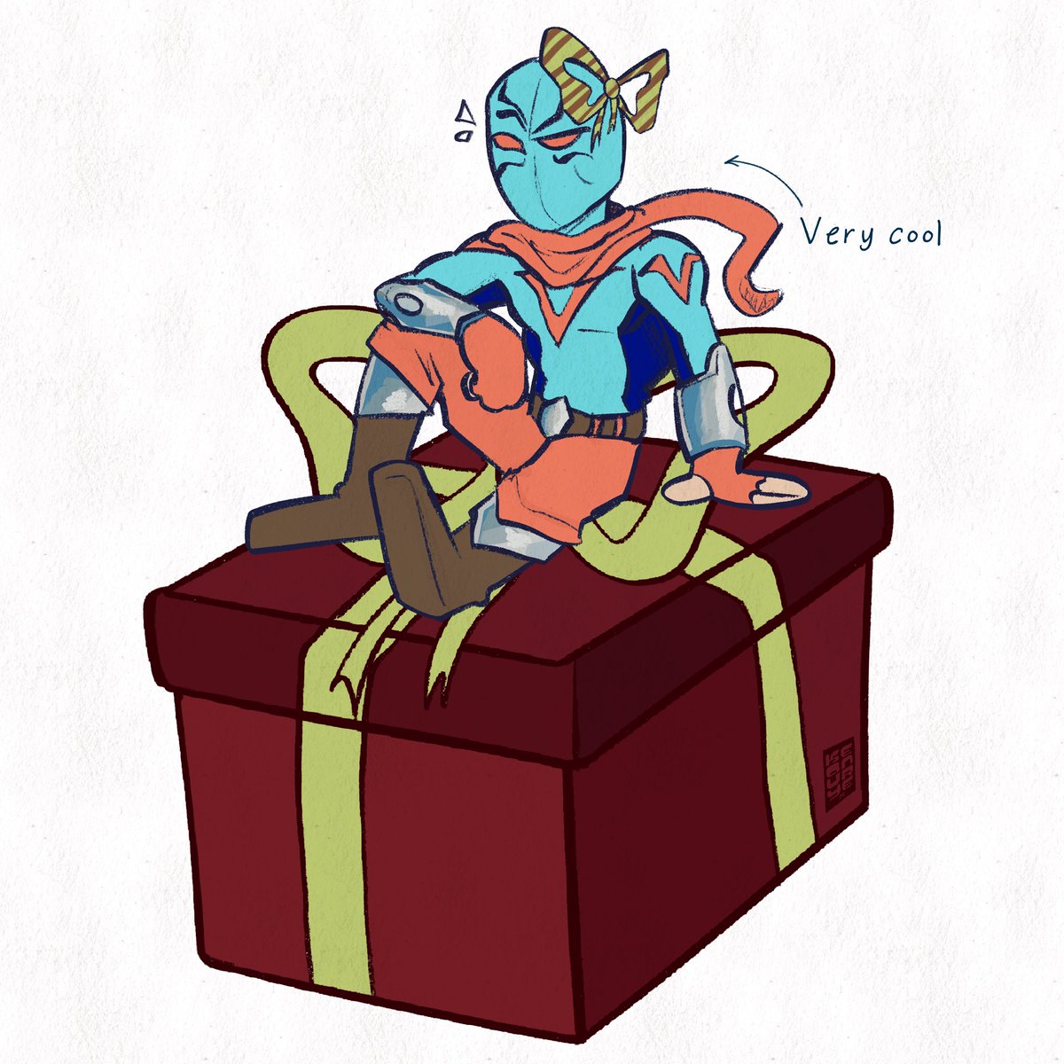 From me, and my dashing teleporting child Blink: Merry X-Mas and Happy Holidays! Who knows what he'll be getting up to in the New-Year! 👀🔮

Art by the TALENTED <a href="/keanurye/">Keanurye</a>!

#OC #comic