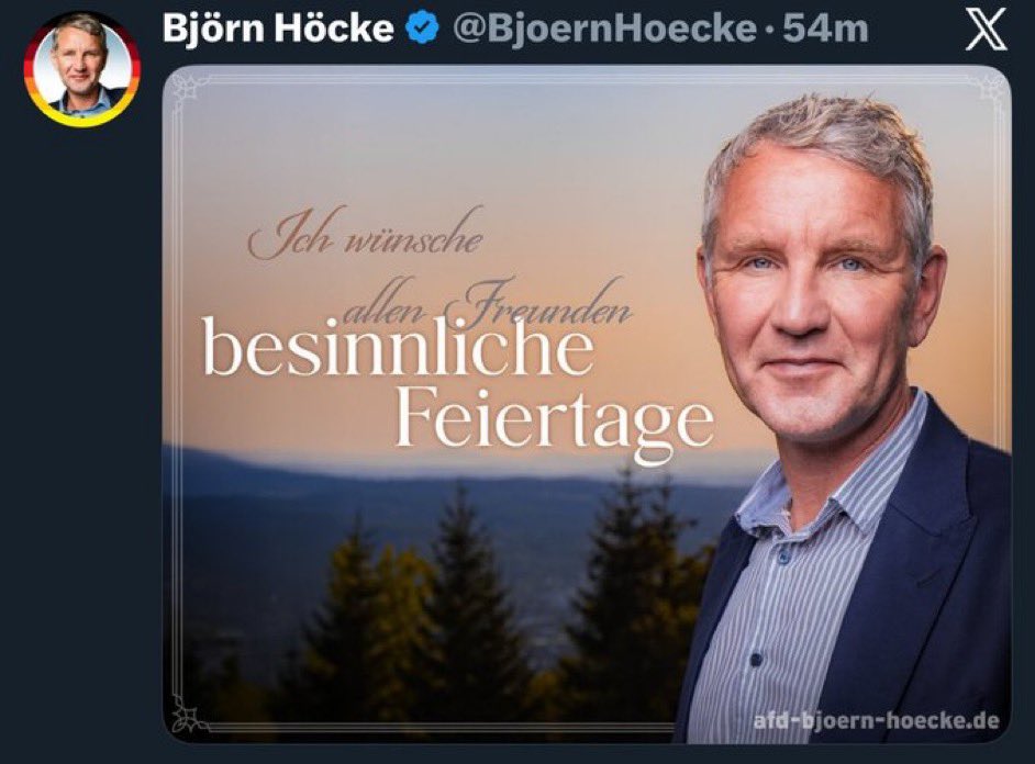 OckhamsC's tweet photo. @MdlBehrendt 🤫Vanessa! Was ist mit eurem Führer los? Feiertage?! Hat Bernd-Landolf das christliche Abendland verkauft? Ist er jetzt woke geworden? 😲 Und warum gibt es Weihnachtsgrüße nur vom #Pinsel, nicht von #Weidel? https://t.co/yotchDhEDZ