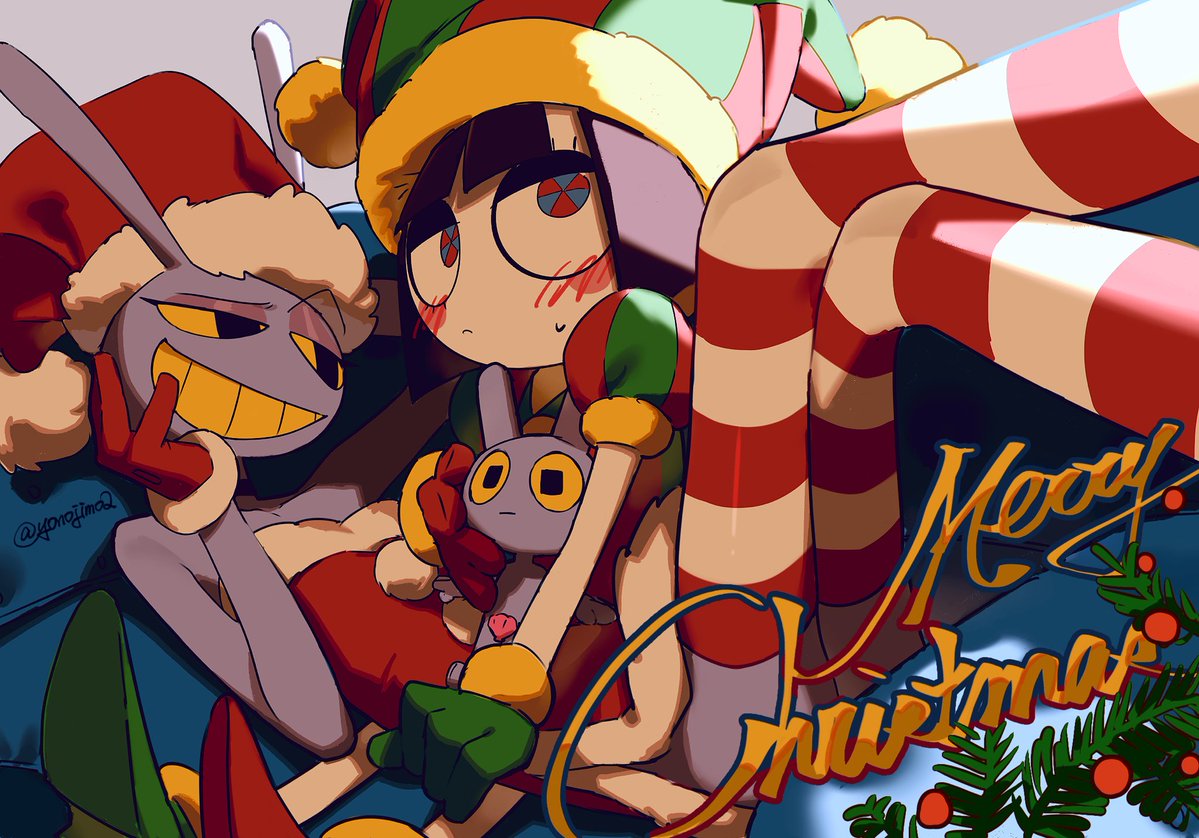 yonojimo2's tweet image. just tweaked Jax’s Halloween outfit, and Pom was literally changed color from blue to green💀
Merry Xmas🎄
#tadc #Jax #Pomni #MerryChristmas