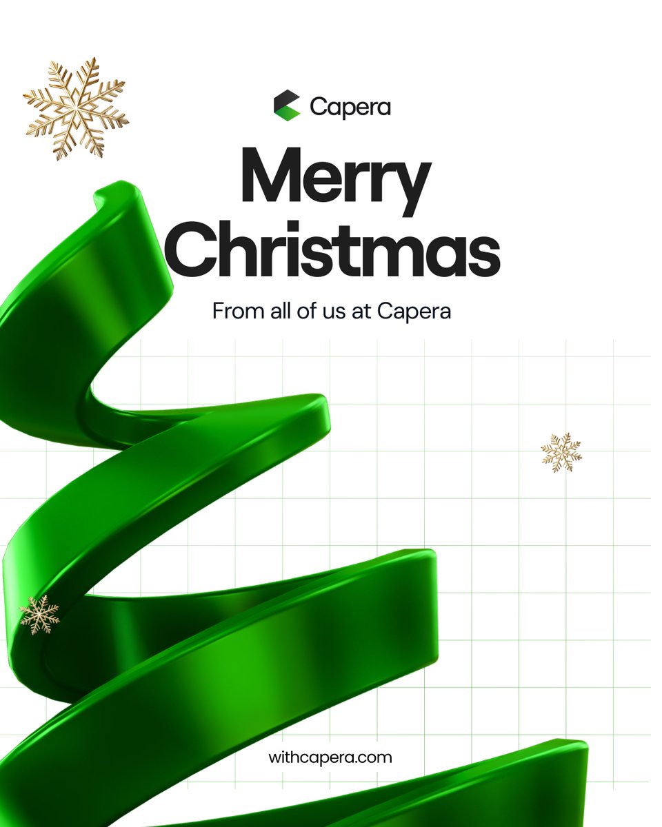 Merry Christmas from all of us at Capera!🎄

We wish you a Christmas filled with peace, rest, and joyful moments with the people who matter most.
Here’s to new beginnings, bigger wins, and a fulfilling year ahead.
