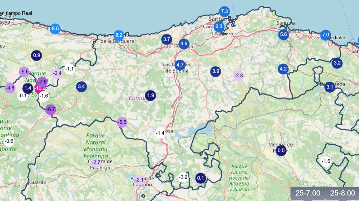 🌡️ Temperatura a las 09:00

🥶 Mucho frío, sobre todo en cotas altas

🔝 -10 ºC en Cabaña Verónica (a 2300 m)