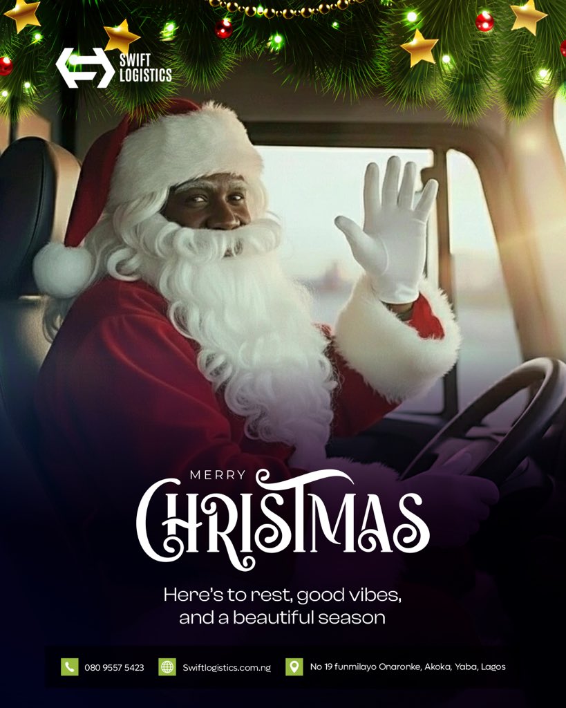 swiftlogng's tweet photo. Wishing you a Christmas filled with ease, warmth, and beautiful moments shared. 🎄 
Happy Holidays 💜
#Swiftlogistics #MerryChristmas https://t.co/u7d0o0yglo